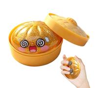 Glitter Dumpling Stress Toy - Cute Dumpling Squeeze Fidget Toys | Funny Slow Rebounding Bun Shape Stress Ball with Food Steamer | Glitter Bun Squeeze Toys for Kids & Adults (Gold)