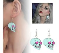 Glitter Earrings for Women Dangle Earrings Green Acrylic Double Lobe (Green, 6. 1cm)