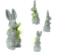 Glitter Easter Bunny Figurine, Foam Rabbit Decoration with Bow for Spring Home Decor Colourful for SHIMMER Bunny Statue(Green)