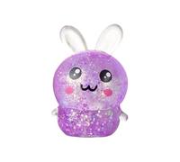 Glitter Easter Bunny Squishy Toy, 7cm Sensory Fidget Stress Relief Ball for Adults & Kids, Cute Collectible Figurine, Desk Decoration Ornament for Work, Study Anxiety Relief (Purple)