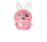 Glitter Easter Bunny Squishy Toy, 7cm Sensory Fidget Stress Relief Ball for Adults & Kids, Cute Collectible Figurine, Desk Decoration Ornament for Work, Study Anxiety Relief (Red)