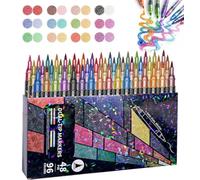 Glitter Effect Brush Markers,72 Colors Dual Tip Glitter Pens Set 36 Pack Metallic Sparkle Markers for Cards, DIY Crafts, Doodle, Writing, Adults Coloring Books (48)