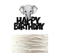 Glitter Elephant Happy Birthday Cake Topper,Jungle Animal Elephant Cake Pick,Animal Themed for Birthday or Baby Shower Party Decor Supplies.