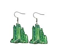 Glitter Emerald City Style Earrings for Women. Oz Themed Emerald Green Earrings for Women. Glitter Emerald City Earrings for Wizard Fans, Oz Fans. Dorthy/ Glenda/ Wicked Witch of the West Style