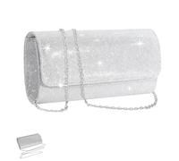 Glitter Envelope Clutch Bag Silver Handbags For Women, Handbags and Purses Silver Clutch Bags for Weddings Prom Bags with Detachable Chain, Women's Clutches Sequin Bag for Wedding Party Ladies