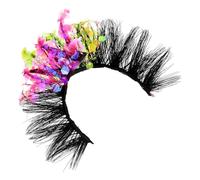 Glitter Eyelashes Glow in Dark Shiny Fluorescent Party Eye Makeup | Plastic Construction, One Pair Included, Sparkling Colour Change Effect, Suitable for Gatherings and Festive Looks
