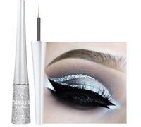 Glitter Eyeliner Silver Liquid Eyeliner Coloured Eye Liner Eye Glitter Makeup, Waterproof Sparkle Long-Lasting Silver Metallic Shimmer White Eyeshadow Coloured Eyeliner(Silver)