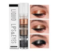 Glitter Eyeshadow, Brown Black Gold Shimmer Liquid Eye Shadow, Metallic Sparkly Shiny Pearlescent Long Lasting Eye Shadows Eyeliner Eye Makeup for Women Girls Gifts