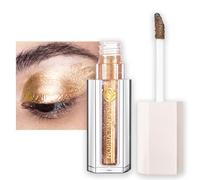 Glitter Eyeshadow, Gold Shimmer Liquid Eyeshadow, Metallic Highly Pigmented Long Lasting Waterproof, Sparkly Eye Glitter Makeup Face Highlighter for Women
