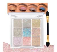 Glitter Eyeshadow Palette - 9 Holographic Glitter Shades for Stunning Eye Makeup - High, Waterproof, Long-Lasting Shimmer Eyeshadow for Party Daily Looks (Rainbow Glow)