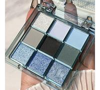 Glitter Eyeshadow Palette - 9 Shimmer Colors, Waterproof Eye Makeup for Women, Sparkling Sky Blue Shades