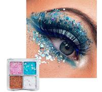 Glitter Eyeshadow Palette, Blue Pink Orange White Glitter Eye Shadow Pallets for Women, Long Lasting Pressed Bright Makeup Palettes, Shining Sparkly Party Eyeshadow Gift for Women & Girls