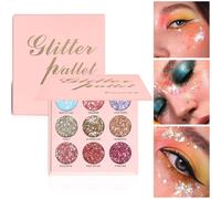 Glitter Eyeshadow Palette Eye Shadow Pallets for Women, Pink Gold Silver White Shimmer Sparkly Colorful Metallic Long Lasting Highly Pigmented Eye Shadows Palettes Makeup Gifts for Women and Girls