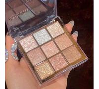 Glitter Eyeshadow Palette, Glitter Eye Shadow Pallets for Women, 9 Colour Shimmer Eyeshadow Make-Up Palettes, Waterproof Highly Pigmented Gold,Pink,White Eye Make-Up Palettes for Girls Make Up
