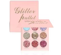 Glitter Eyeshadow Palette, Shimmer Eye Glitter Makeup, Sparkly Silver Gold Pink Red Cream Eyeshadow, Bright Metallic Highly Pigmented Eye Shadow Pallets, Rainbow Eye Make-Up Palettes for Women