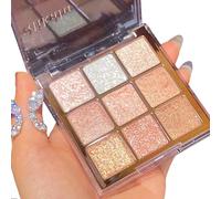 Glitter Eyeshadow Palette, Shimmer Eye Shadow Pallets for Women, 9 Colour Glitter Eye Make-Up Eyeshadow Palettes, Waterproof Long Lasting Gold White Pink Highly Pigmented Eye Shadow Gift for Girls
