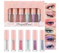 Glitter Eyeshadow Set - 6 Pcs Metallic Shimmer Makeup, Liquid Blendable Sparkly Eye Make-up, Highly Pigmented Quick Drying, Perfect for Every Woman & Girl