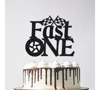 Glitter Fast One Cake Topper Happy 1st Birthday Cake Topper