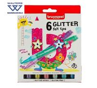 Glitter Felt Tip Pens | Bruynzeel | Great for Children 5yrs+ | Set 6 |Kids Craft
