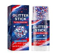 Glitter Flash Stick 16g, Hexagon Shape, Metallic Finish, No Glue Needed, Easy Wash Off, Safe for Skin and Eyes, for Party, Halloween, Christmas Makeup