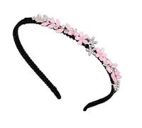 Glitter Flower Headband for Women, Metal Headband with Rhinestones, Fashionable Headband, Elegant Headpiece for Women, Hair Accessories for Daily, Birthday, Party, Holiday, Proms, Wedding, A, Pink