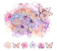 Glitter Flower Stickers 60 Pcs Waterproof Sparkly Decorative Decals for Scrapbooking Journaling Planners Laptop Bottle Photo Album Art Crafts DIY Supplies Colorful