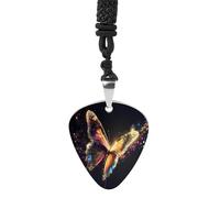 Glitter Flying Butterfly Guitar Picks Necklace Bass Pick Pendant Vintage R&B Steel Music Jewelry for Music Lovers