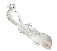 Glitter Foam Birds for Christmas Tree Decorations - Artificial Bird Ornaments with Metal Clip, 15 cm Gold/Red/Pink/White, 2-Pack(white)