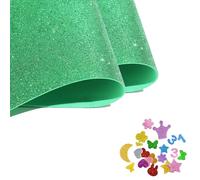 Glitter Foam Sheets Craft 40cm x 60cm, 2Rolls Green Sparkles Foam Paper for Christmas Craft Classroom Bulletin Board Cutout Hanging Decor Wedding Favors DIY Projects