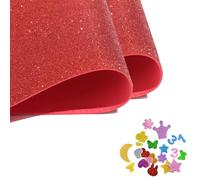 Glitter Foam Sheets Craft 40cm x 60cm, 2Rolls Red Sparkles Foam Paper for Christmas Craft Classroom Bulletin Board Cutout Hanging Decor Wedding Favors DIY Projects