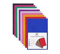 Glitter Foam Sheets Craft Foam Craft EVA Foam Shiny Glittery Sparkle Colour Flexible Soft Touch Easy Cut Card Making Art Crafts 210mm × 297mm A4 Size 1.8mm Thick (10 Colours - 50 Sheets)