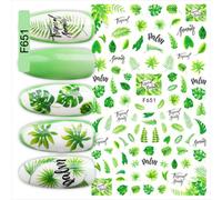 Glitter for Resin Nail Art Decals Summer Coconut Pineapple Tropical Leaf Pink Flowers Back Glue Nail Stickers,F651