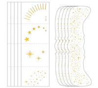 Glitter Freckles, 10PCS Gold Glitter Freckles Face Tattoo, 2 Styles Body Face Patches for Halloween, Cute Star Waterproof Temporary Tattoos, Country Concerts Singer Festival Rave Accessories