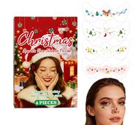 Glitter Freckles,4-Piece Christmas Sparkly Waterproof - Face Makeup Patch Temporary Stickers | for Women Girls Party Cosplay Celebration Photoshoot Event Carnival