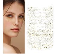Glitter Freckles Face Tattoo, 12 Pcs Gold Glitter Speckles Patches Temporary Face Makeup Patches for Women Faux Freckles Tattoo Cute Festival Accessories for Carnival and Parties