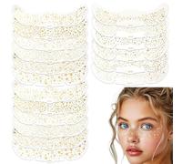 Glitter Freckles Face Tattoo, 18 Pcs Silver Face Glitter Freckles for Women,Parties,Cosplay,Festival Outfits for Women Rave Accessories Fake Tattoos, Sparkle Makeup Patches, Mini Makeup (A1B2)