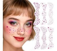 Glitter Freckles Face Tattoo, 6 Pcs Face Glitter Freckles Gold for Kids Women, Fake Sparkle Temporary Tattoos Stickers for Girls and Adults Festival Makeup Accessories Face Decor, Maroon