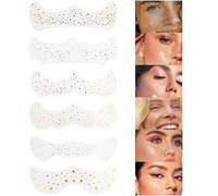Glitter Freckles Face Tattoo, 6Pcs Face Sparkle Makeup Patches, Gold Silver Face Glitter Makeup Speckles, Cute Glitter Makeup Accessories for Girls Women