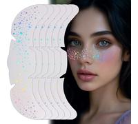 Glitter Freckles Face Tattoo - 6Pcs Holographic Sparkle Temporary Tattoos for Festival - Waterproof Face Glitter Stickers Metallic Cute Star Design - Fake Freckles Makeup Patches for Women (Style 1)