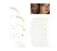 Glitter Freckles Face Tattoo, 8 Golden Waterproof Glitter Stickers,Waterproof Metallic Cute Star Temporary Tattoo Stickers Makeup Festival Rave Accessories