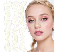 Glitter Freckles Face Tattoo, Face Glitter Freckles Gold for Kids Women, Fake Sparkle Temporary Tattoos Stickers for Girls Adults Festival Makeup Accessories Face Decor, 6pcs Unique Design, Gold TJ