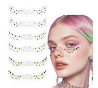 Glitter Freckles Face Tattoo, Multichrome Holographic Sparkle Face Glitter Speckles Patches, Waterproof Metallic Cute Star Temporary Tattoo Stickers Makeup Festival Rave Accessories Bright (6 Pcs)