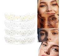 Glitter Freckles Face Tattoo, Multichrome Holographic Sparkle Face Glitter Speckles Patches, Waterproof Metallic Cute Star Temporary Tattoo Stickers Makeup Festival Rave Accessories Silver (8Pcs)