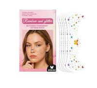 Glitter Freckles Face Tattoo, Rainbow Butterfly And Glitter Temporary Tattoos, Shimmer Face Stickers Festival Accessories for Girls and Adults, Waterproof Gold Speckle Freckle (color)