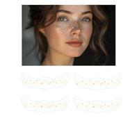 Glitter Freckles Face Tattoo Stickers,4 PCS Water-Resistant Metallic Sparkle Patches for Festivals,Halloween & Parties | Gold Fake Freckles Makeup for Women & Kids