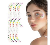 Glitter Freckles, Makeup Patches, 6 Pieces Skin-Friendly Star and Heart Glitter Stickers, Easy-to-Apply Face Body Art Decorations, Reusable Adhesive Patches for Daily Wear, Concerts