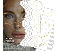 Glitter Freckles Tattoo Face Stickers Pack of 12 - 23 x 6 cm - Golden Glitter Dots for Face & Body - Waterproof Temporary - Ideal for Carnival Festival Party Everyday Life - Make-up Acc
