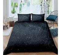 Glitter Galaxy Duvet Cover Outer Space Themed Bedding Set Starry Sky Comforter Cover for Boys Girls Teens BedUniverse Planet Print Black Bedspread Cover King Size With 2 Pillow Case