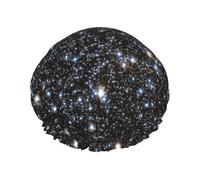 Glitter Galaxy Printed Not Real Glitter Double Layer Elastic Waterproof Shower Cap Reusable Bath Cap