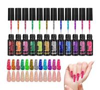 Glitter Gel Nail Polish, 12 Colors Claw Jelly Set, Reflective Manicure Liner Kit, Long-Lasting s for Women, Salon, Home, Party, Summer, Holiday, 5mlx12 pieces, Multicolor